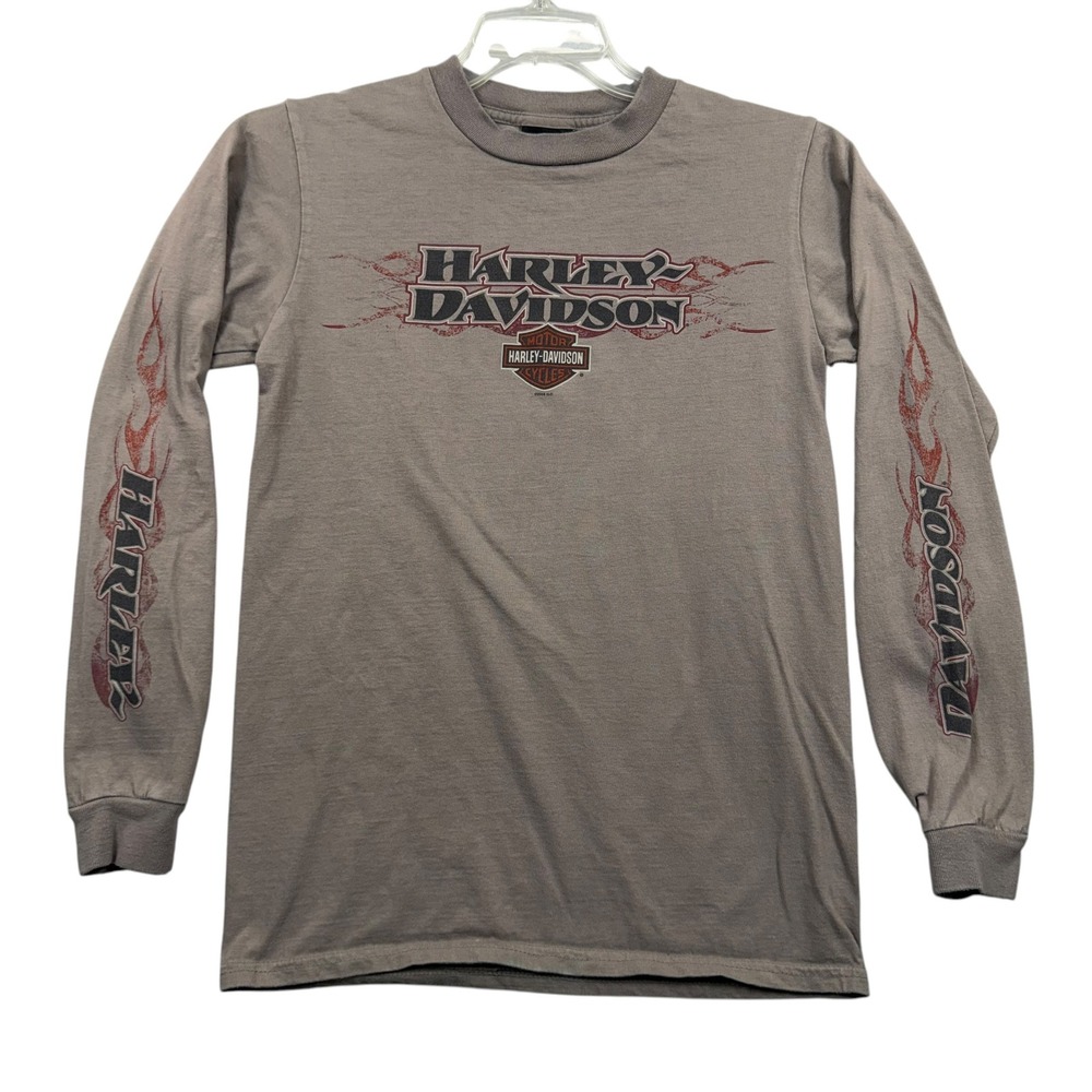 Harley Davidson Long Sleeve Shirt Mens S Grey Tilley Statesville NC Graphic